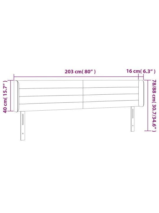Galvgalis ar malām, 203x16x78/88 cm, zils audums