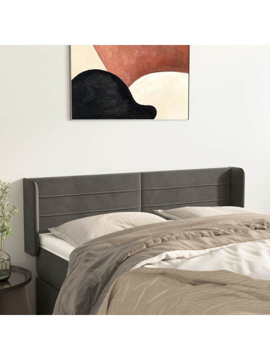 Galvgalis ar malām, tumši pelēks samts, 147x16x78/88 cm
