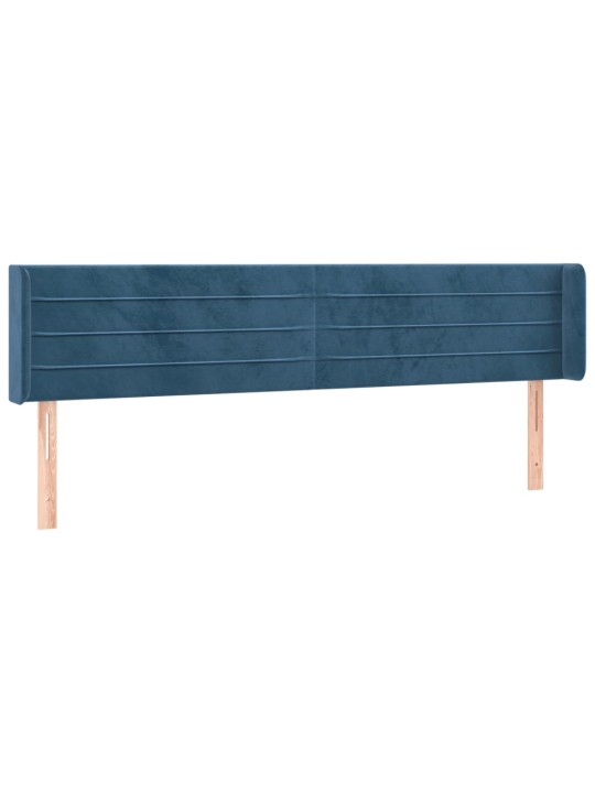 Galvgalis ar malām, tumši zils samts, 203x16x78/88 cm
