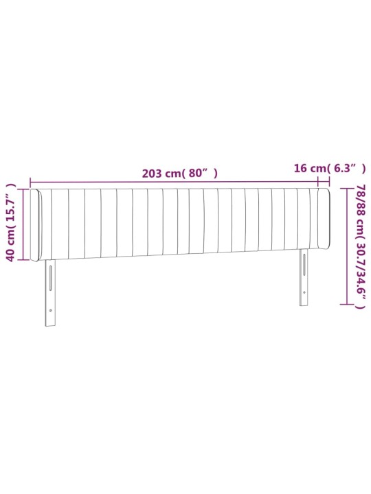 Galvgalis ar malām, 203x16x78/88 cm, melns audums