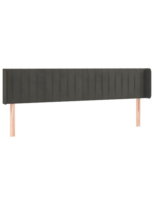 Galvgalis ar malām, tumši pelēks samts, 203x16x78/88 cm