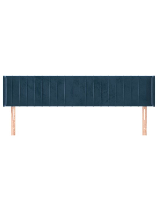 Galvgalis ar malām, tumši zils samts, 203x16x78/88 cm