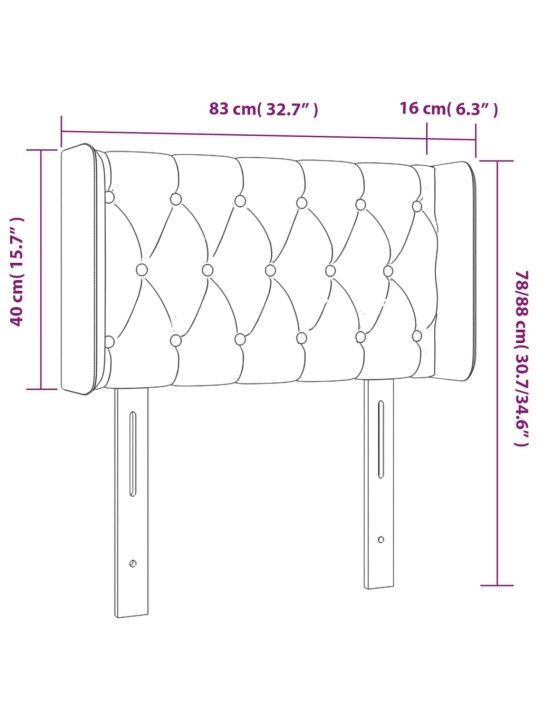 Galvgalis ar malām, 83x16x78/88 cm, zils audums