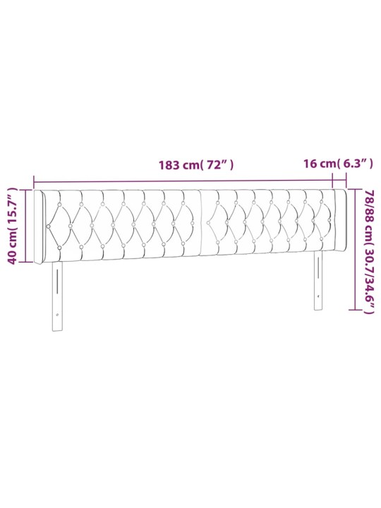 Galvgalis ar malām, 183x16x78/88 cm, zils audums