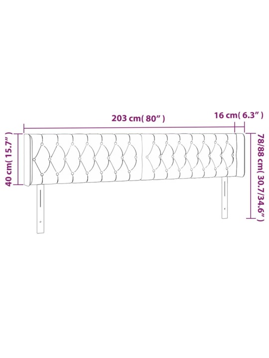 Galvgalis ar malām, 203x16x78/88 cm, tumši pelēks audums