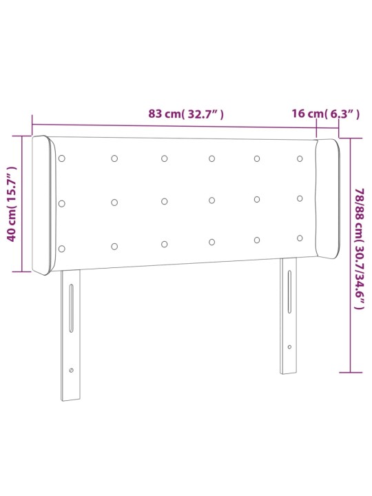 Galvgalis ar malām, 83x16x78/88 cm, melns audums