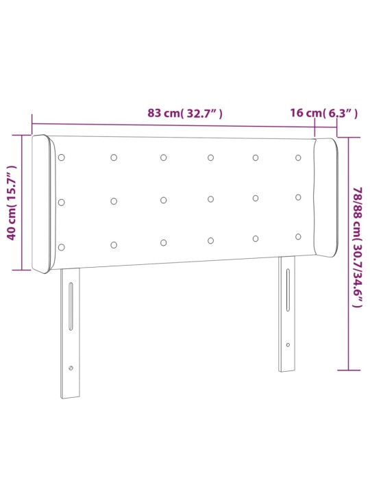 Galvgalis ar malām, 83x16x78/88 cm, zils audums