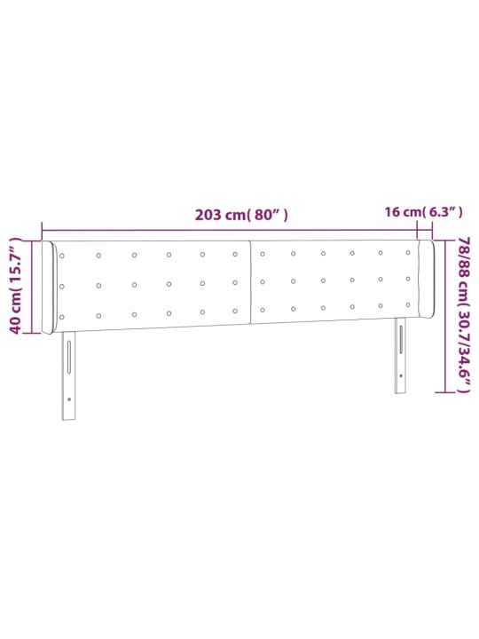Galvgalis ar malām, 203x16x78/88 cm, tumši pelēks audums