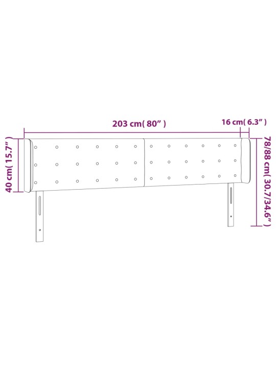 Galvgalis ar malām, 203x16x78/88 cm, melns audums