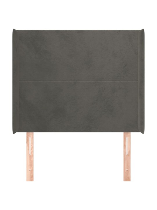 Galvgalis ar malām, tumši pelēks samts, 83x16x118/128 cm