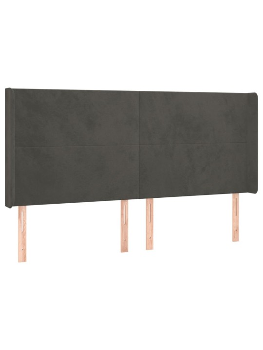Galvgalis ar malām, tumši pelēks samts, 163x16x118/128 cm
