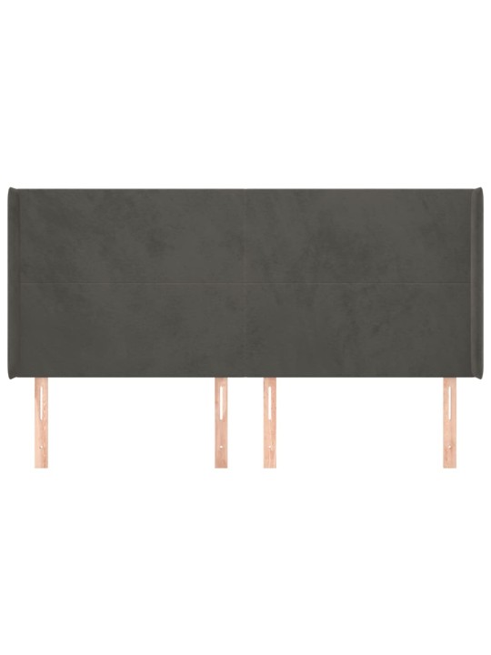 Galvgalis ar malām, tumši pelēks samts, 163x16x118/128 cm