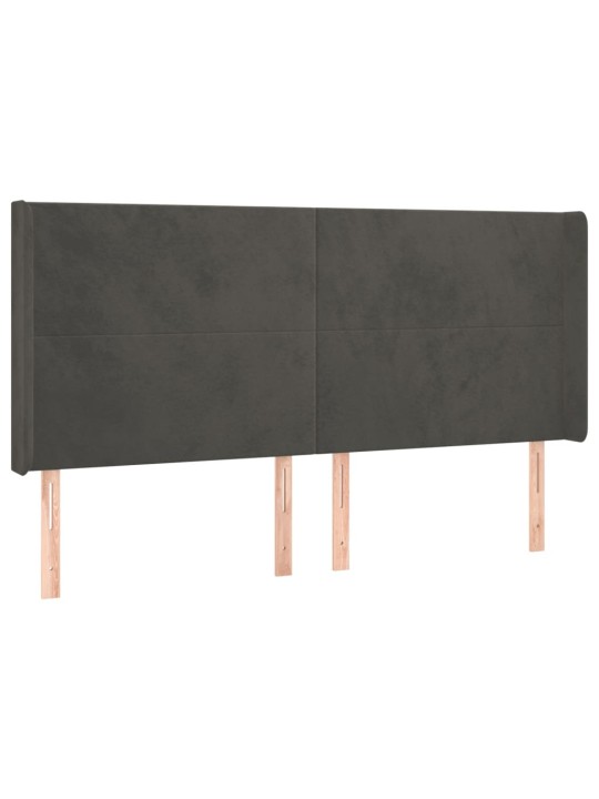 Galvgalis ar malām, tumši pelēks samts, 203x16x118/128 cm