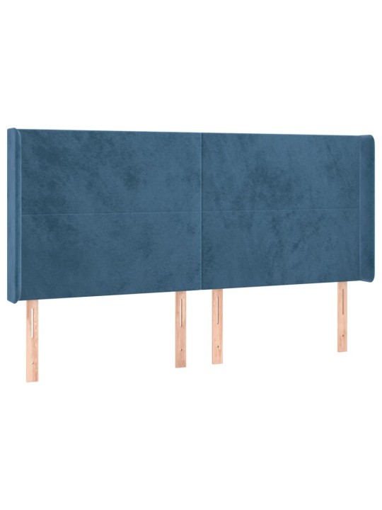 Galvgalis ar malām, tumši zils samts, 203x16x118/128 cm