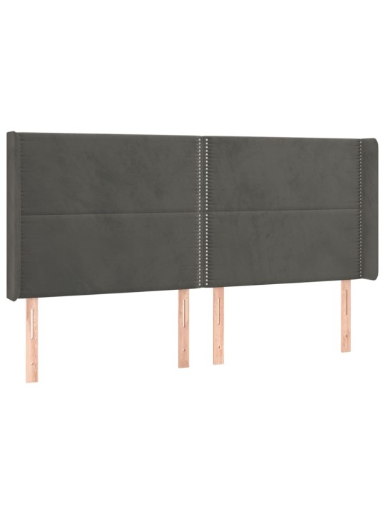Galvgalis ar malām, tumši pelēks samts, 203x16x118/128 cm