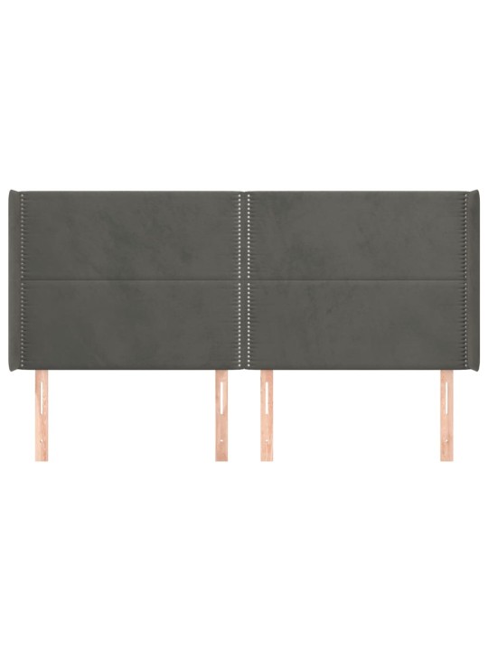 Galvgalis ar malām, tumši pelēks samts, 203x16x118/128 cm