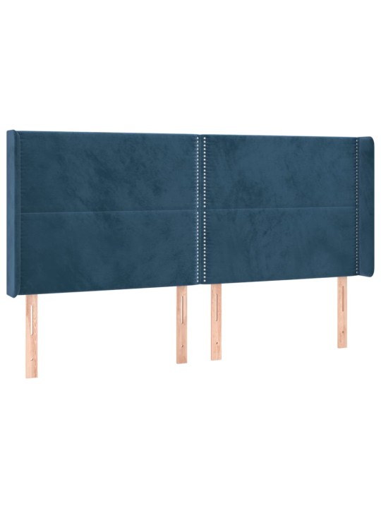 Galvgalis ar malām, tumši zils samts, 203x16x118/128 cm