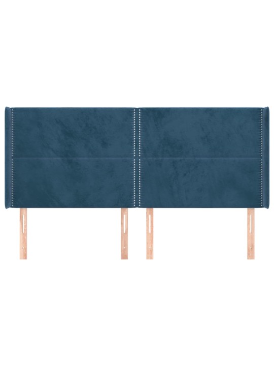Galvgalis ar malām, tumši zils samts, 203x16x118/128 cm