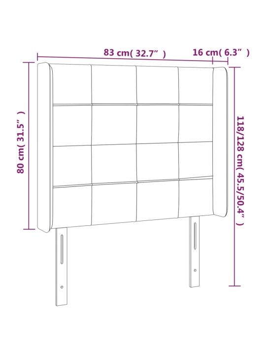 Galvgalis ar malām, 83x16x118/128 cm, melns audums