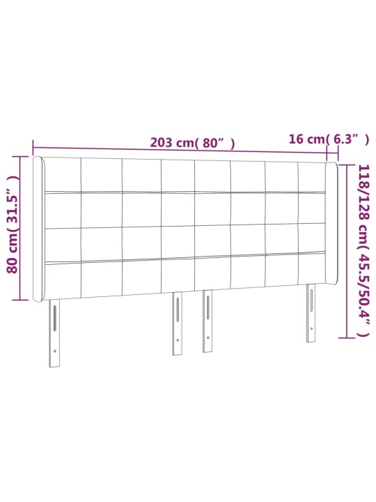 Galvgalis ar malām, 203x16x118/128 cm, tumši pelēks audums