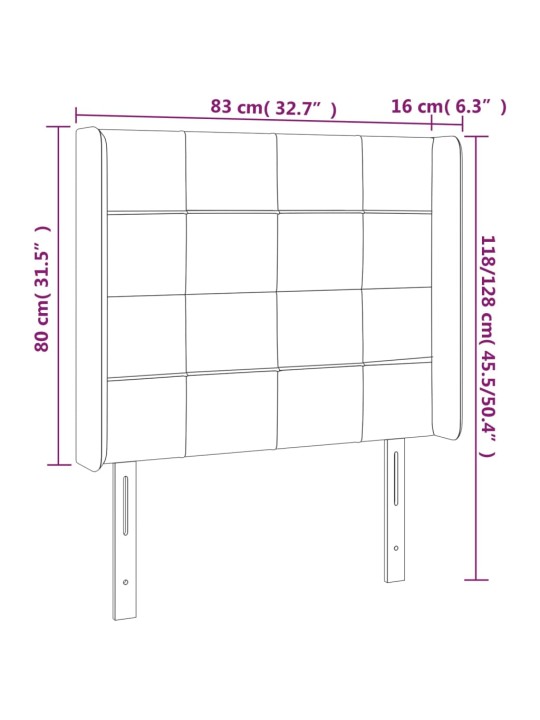 Galvgalis ar malām, rozā samts, 83x16x118/128 cm