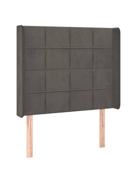 Galvgalis ar malām, tumši pelēks samts, 103x16x118/128 cm