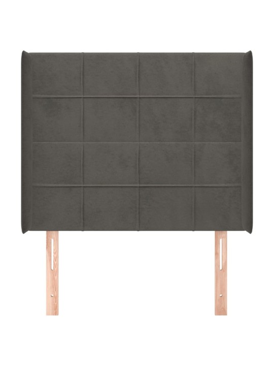 Galvgalis ar malām, tumši pelēks samts, 103x16x118/128 cm