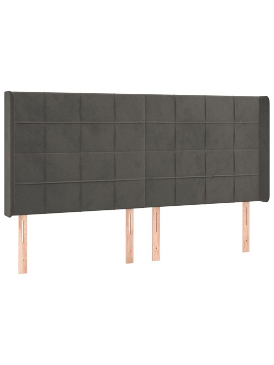 Galvgalis ar malām, tumši pelēks samts, 163x16x118/128 cm