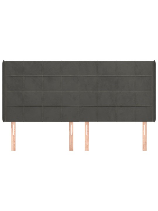 Galvgalis ar malām, tumši pelēks samts, 203x16x118/128 cm