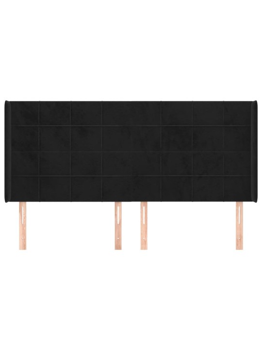 Galvgalis ar malām, melns samts, 203x16x118/128 cm