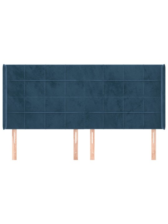 Galvgalis ar malām, tumši zils samts, 203x16x118/128 cm