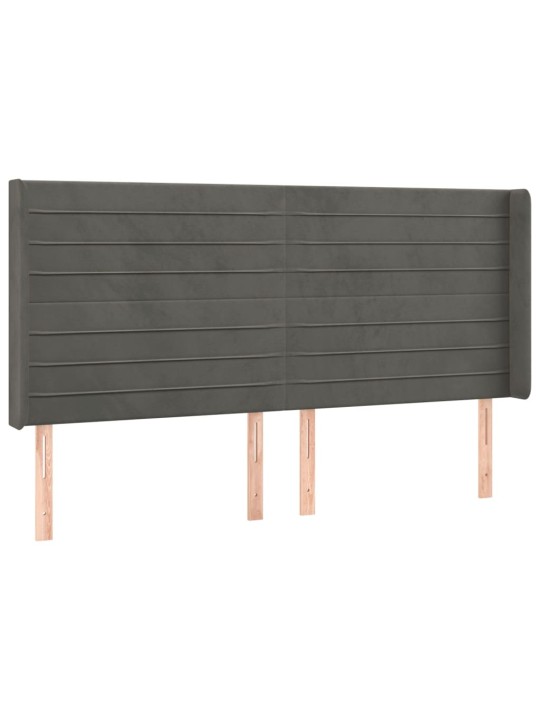 Galvgalis ar malām, tumši pelēks samts, 203x16x118/128 cm
