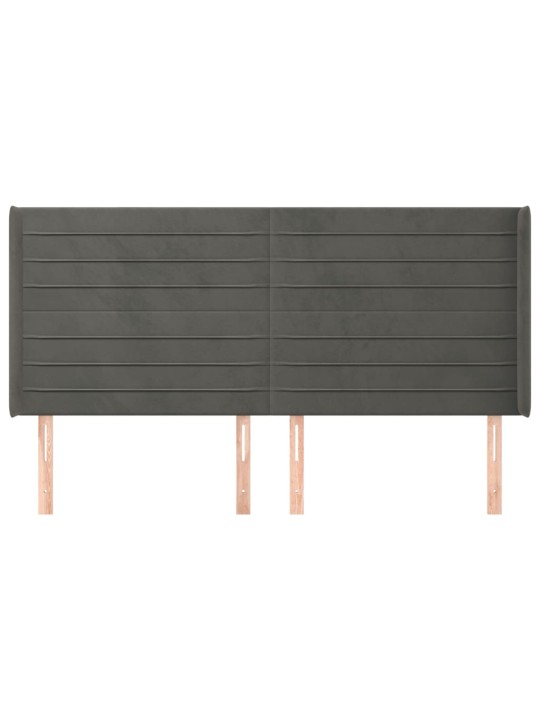 Galvgalis ar malām, tumši pelēks samts, 203x16x118/128 cm