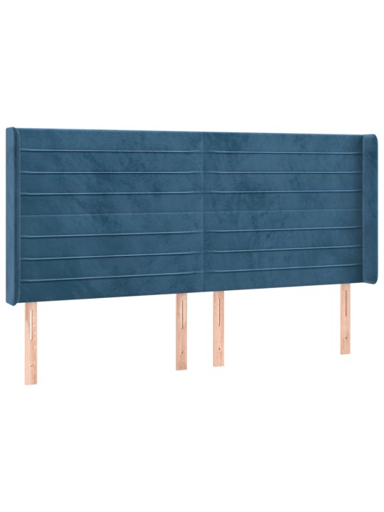 Galvgalis ar malām, tumši zils samts, 203x16x118/128 cm