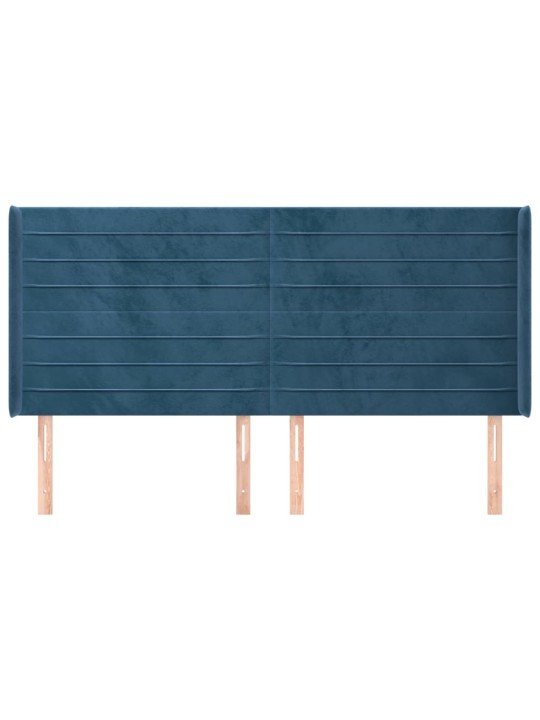 Galvgalis ar malām, tumši zils samts, 203x16x118/128 cm