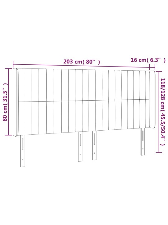 Galvgalis ar malām, 203x16x118/128 cm, tumši brūns audums