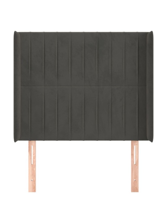 Galvgalis ar malām, tumši pelēks samts, 83x16x118/128 cm