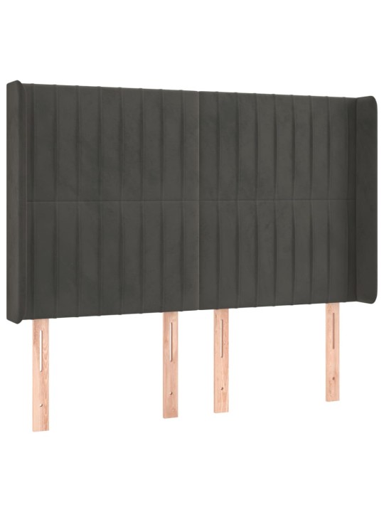 Galvgalis ar malām, tumši pelēks samts, 147x16x118/128 cm