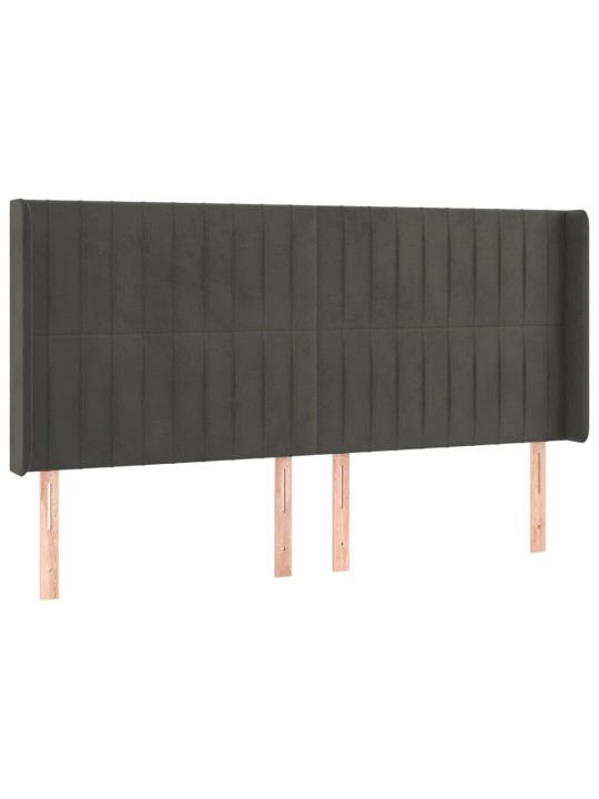 Galvgalis ar malām, tumši pelēks samts, 203x16x118/128 cm