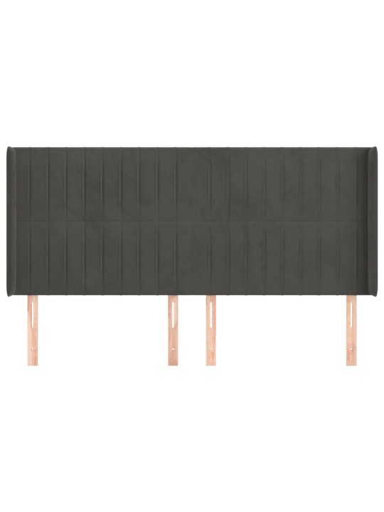 Galvgalis ar malām, tumši pelēks samts, 203x16x118/128 cm