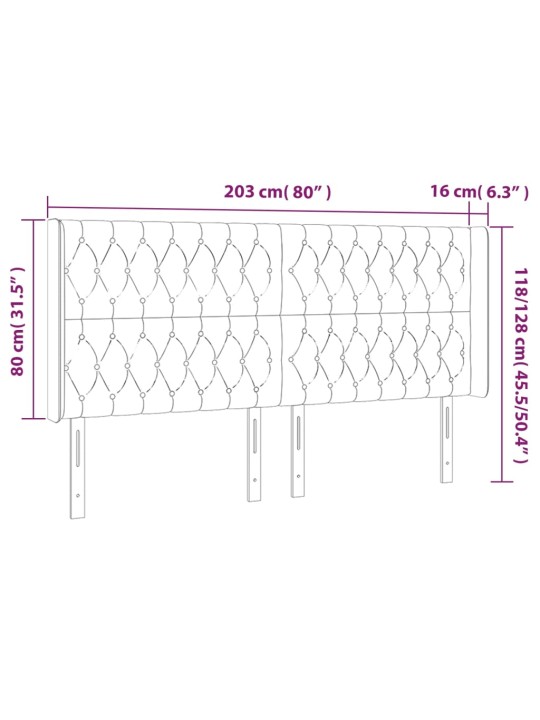 Galvgalis ar malām, 203x16x118/128 cm, melns audums