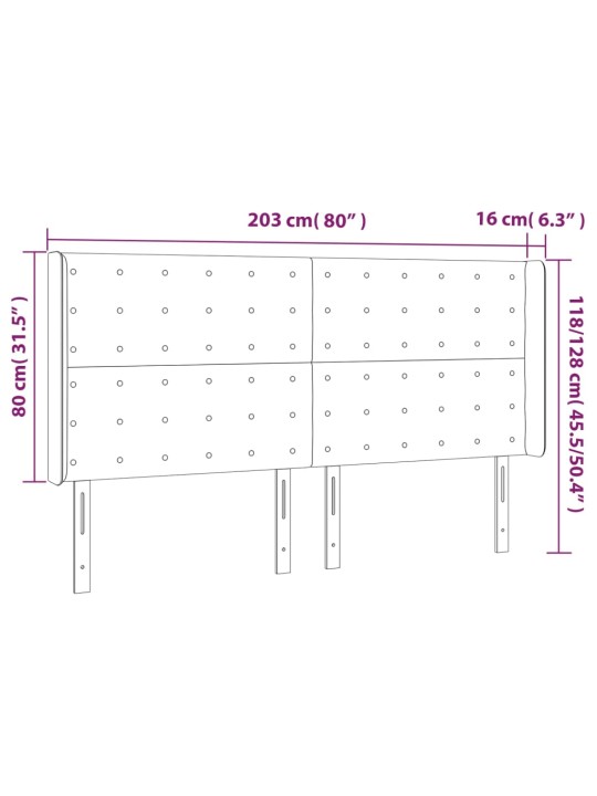 Galvgalis ar malām, 203x16x118/128 cm, pelēkbrūns audums