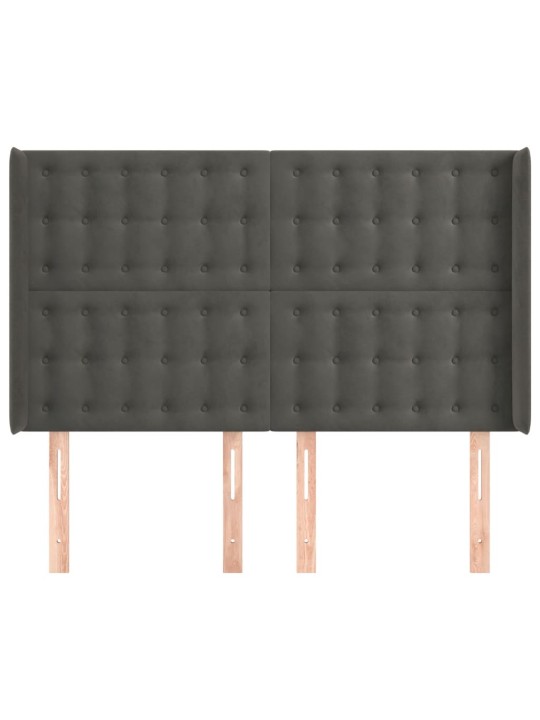Galvgalis ar malām, tumši pelēks samts, 147x16x118/128 cm