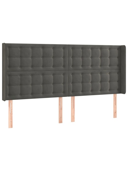 Galvgalis ar malām, tumši pelēks samts, 203x16x118/128 cm