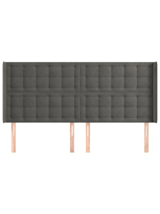 Galvgalis ar malām, tumši pelēks samts, 203x16x118/128 cm