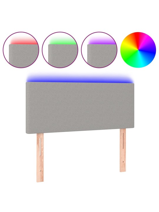 Gultas galvgalis ar led, 80x5x78/88 cm, gaiši pelēks audums