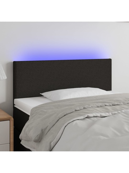 Gultas galvgalis ar led, 80x5x78/88 cm, melns audums