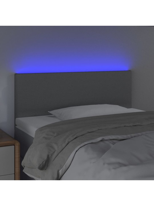 Gultas galvgalis ar led, 90x5x78/88 cm, gaiši pelēks audums