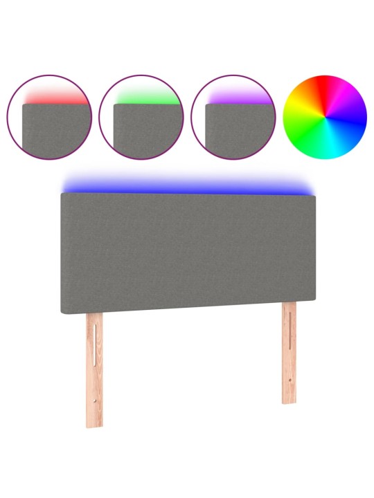 Gultas galvgalis ar led, 90x5x78/88 cm, tumši pelēks audums