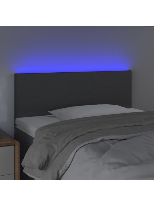Gultas galvgalis ar led, 90x5x78/88 cm, tumši pelēks audums